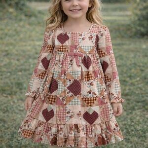 Gymboree Charming Pink and Brown Patchwork Kids Dress